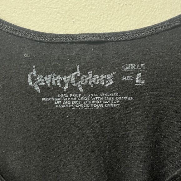 Cavity Colors Tank Top Girl’s Large Black Haunted Candy Graphic Halloween Spooky - Picture 5 of 7